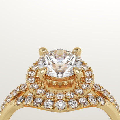 Round Cut Halo & Pave Lab-Grown Diamond Bridal Set