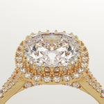 2.0 CT Cushion Cut Halo & Pave Lab-Grown Diamond Engagement Ring