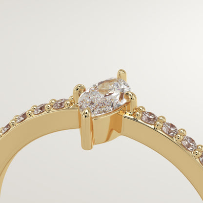 Marquise Cut Pave Lab-Grown Diamond Engagement Ring