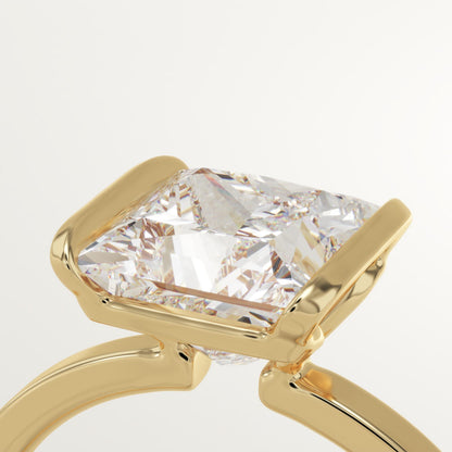 Princess Cut Half Bezel Lab-Grown Diamond Engagement Ring