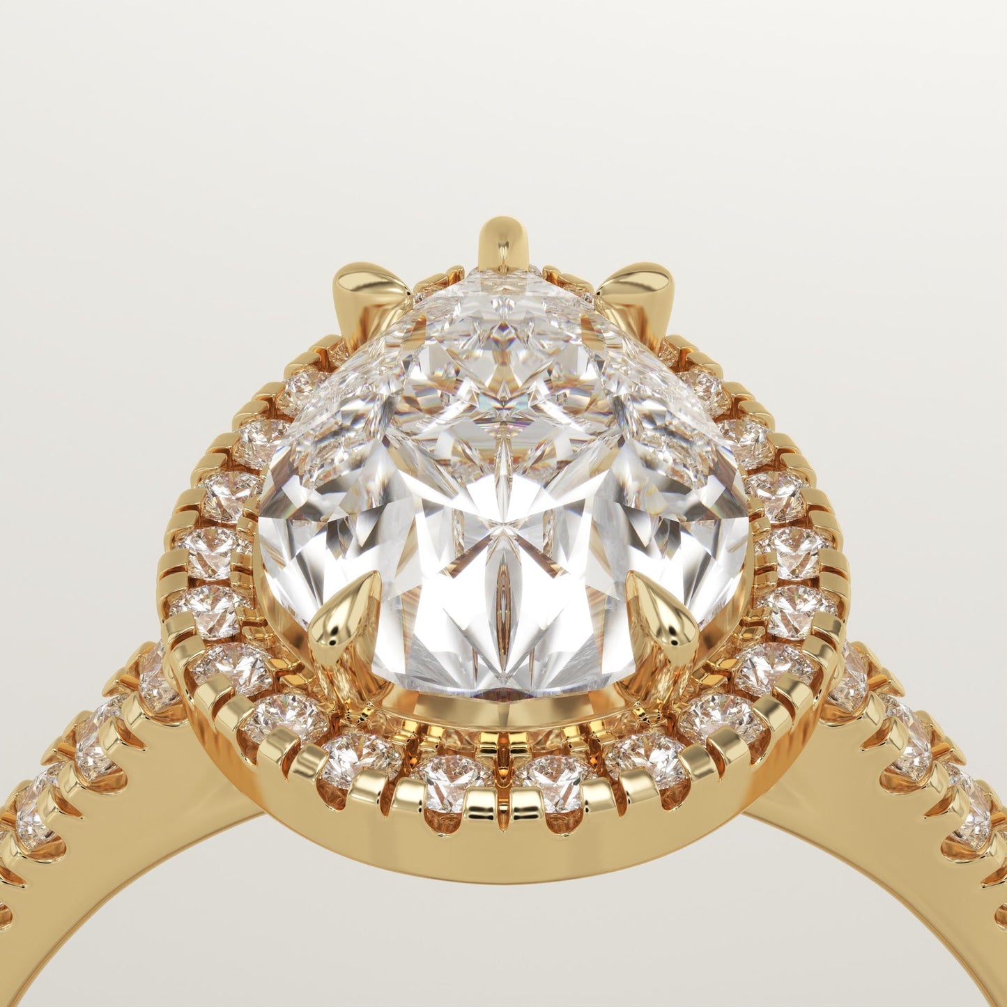 Pear Cut Halo & Pave Cathedral Lab-Grown Diamond Engagement Ring