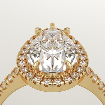 Pear Cut Halo & Pave Cathedral Lab-Grown Diamond Engagement Ring