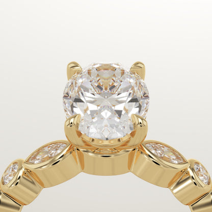 Oval Cut Pave Lab-Grown Diamond Engagement Ring
