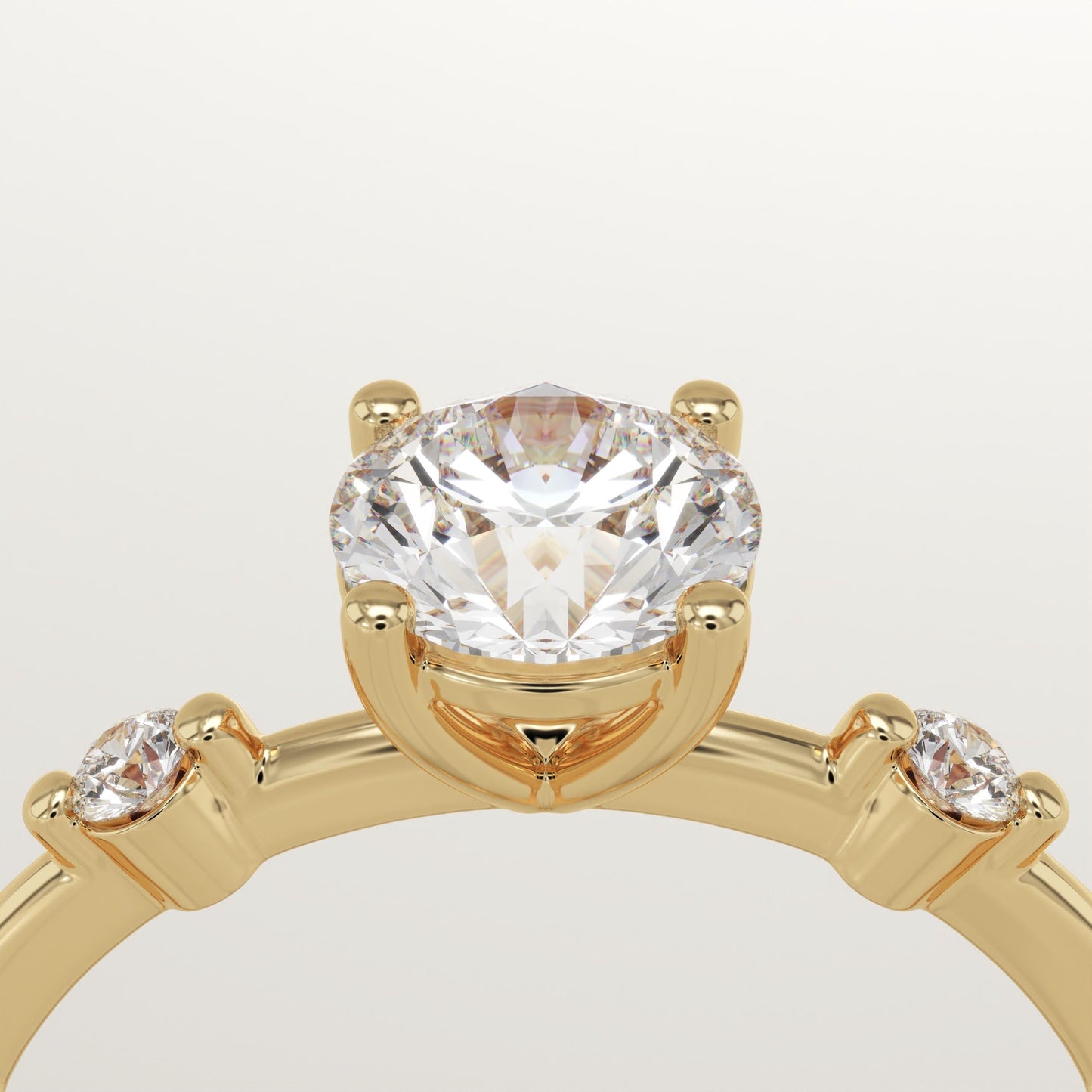 Round Cut Dainty Pave Lab-Grown Diamond Engagement Ring