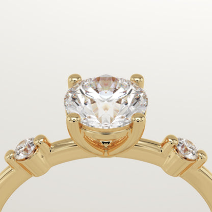Round Cut Dainty Pave Lab-Grown Diamond Engagement Ring