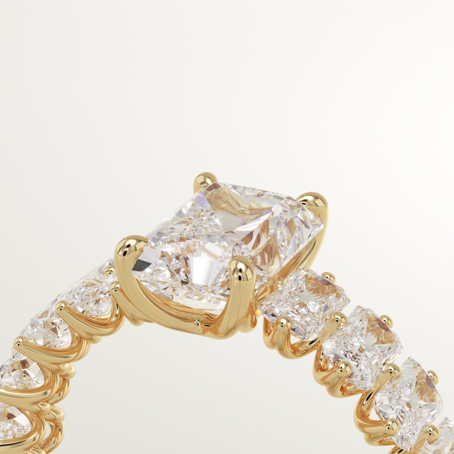 2 CT Radiant Cut Pave Moissanite Engagement Ring