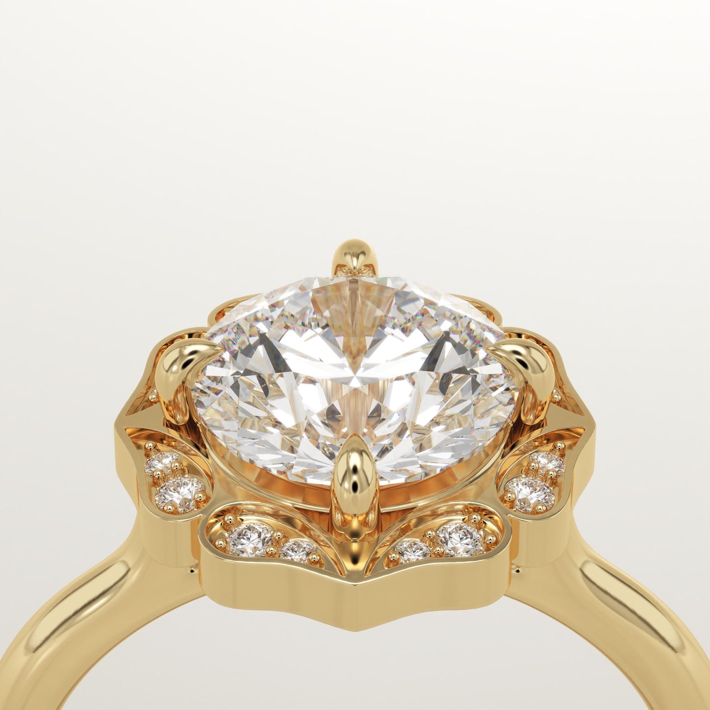 Round Cut Vintage Art Deco Lab-Grown Diamond Engagement Ring