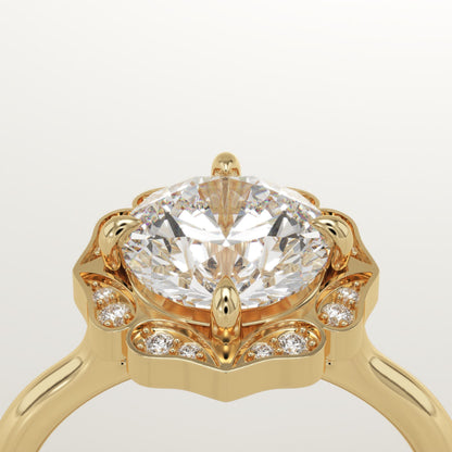 Round Cut Vintage Art Deco Lab-Grown Diamond Engagement Ring