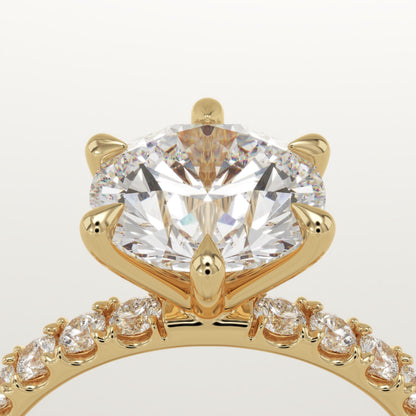 2 CT Round Cut Pave Moissanite Engagement Ring