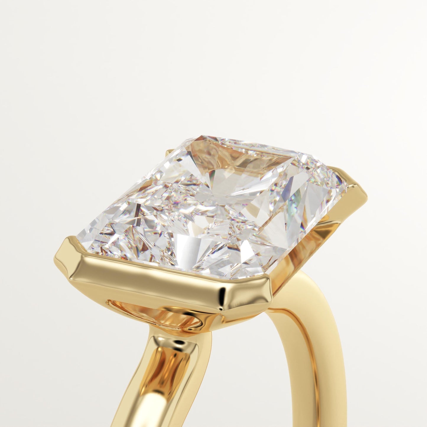 East West Radiant Cut Half Bezel Lab-Grown Diamond Engagement Ring