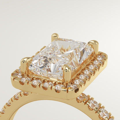 Radiant Cut Halo & Pave Lab-Grown Diamond Engagement Ring