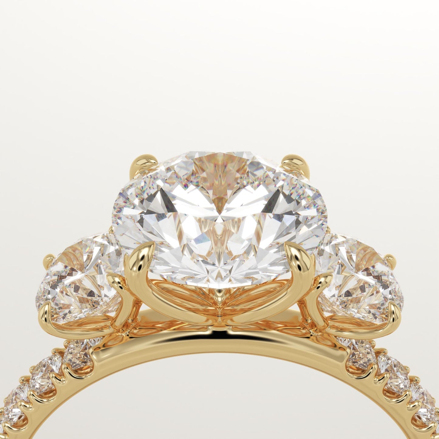 2 CT Round Cut Three Stone Moissanite Engagement Ring