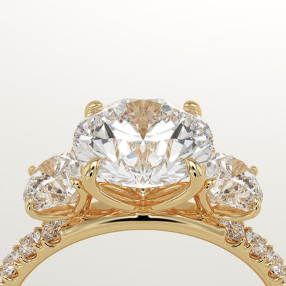 2 CT Round Cut Three Stone Moissanite Engagement Ring