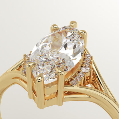 Marquise Cut Cluster Lab-Grown Diamond Engagement Ring