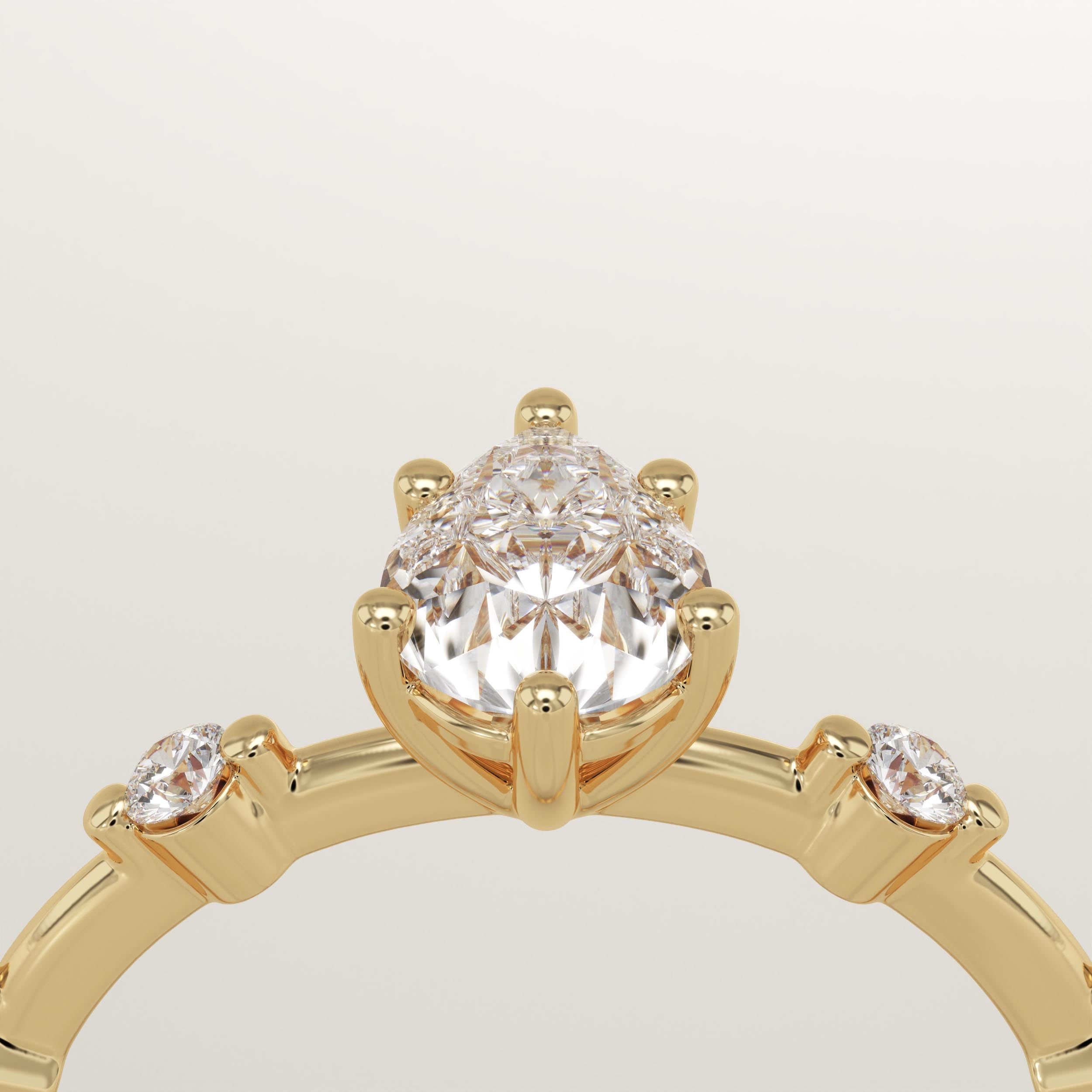 2.0 CT Pear Cut Dainty Pave Lab-Grown Diamond Engagement Ring