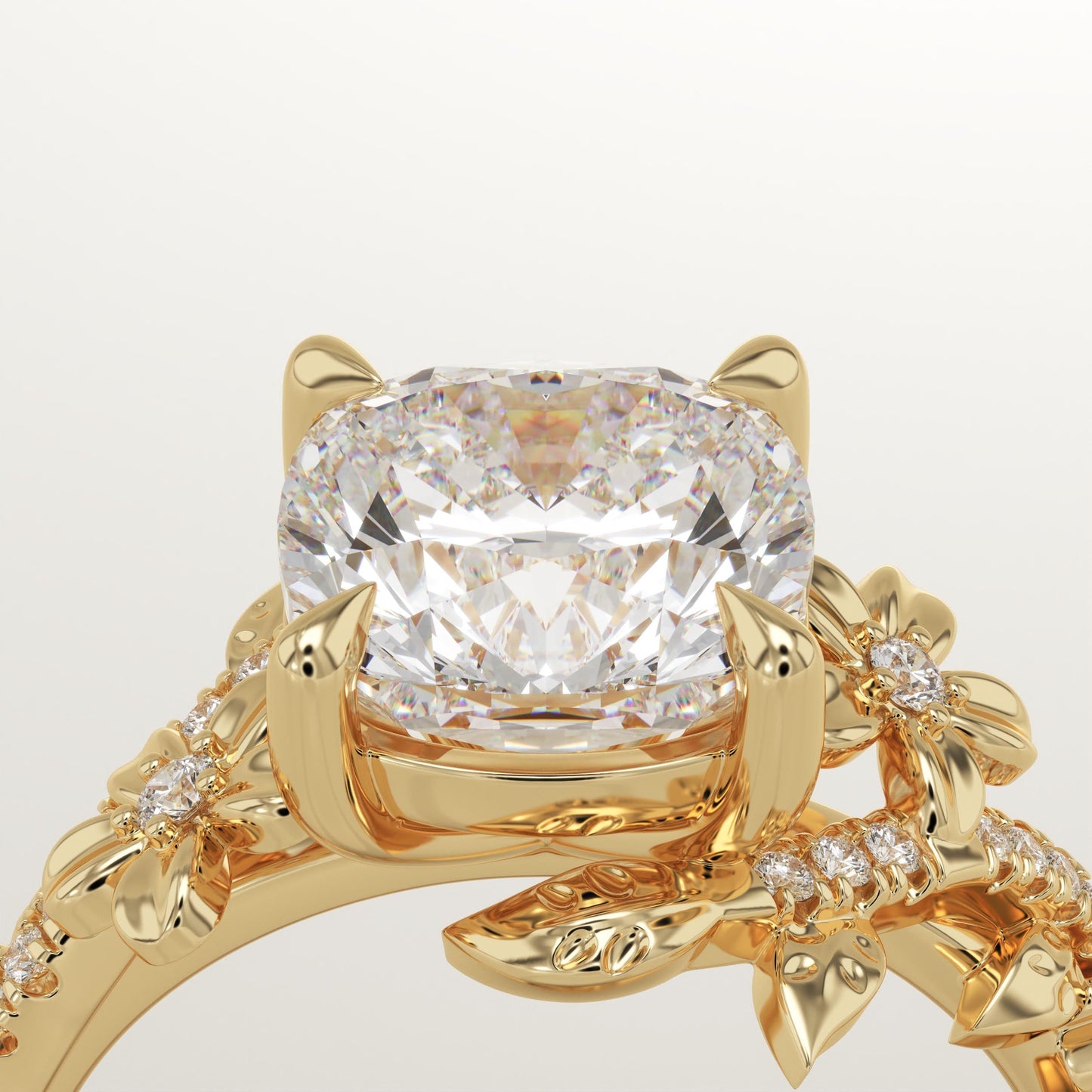 Cushion Cut Nature Inspired Lab-Grown Diamond Engagement Ring