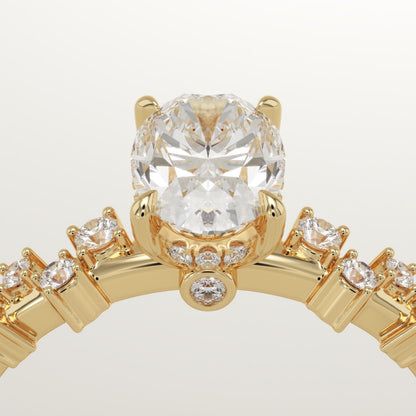 Oval Cut Hidden Halo & Pave Lab-Grown Diamond Engagement Ring
