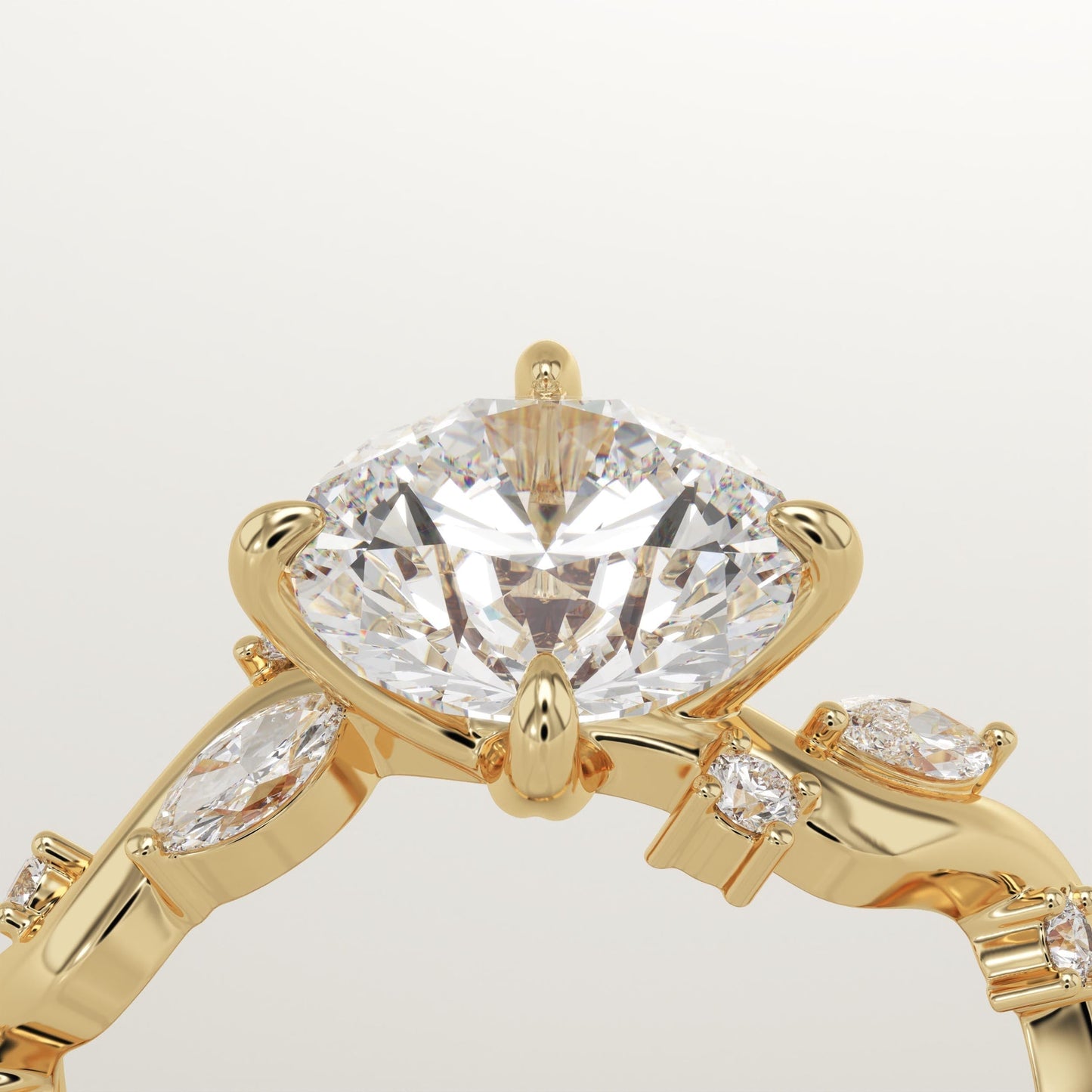 Round Cut Twig Style Lab-Grown Diamond Engagement Ring