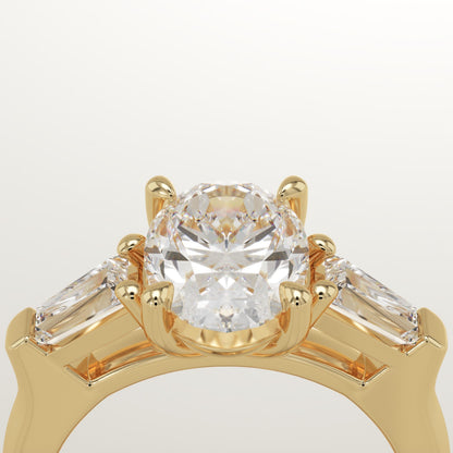 Oval Cut Three Stone Lab-Grown Diamond Engagement Ring