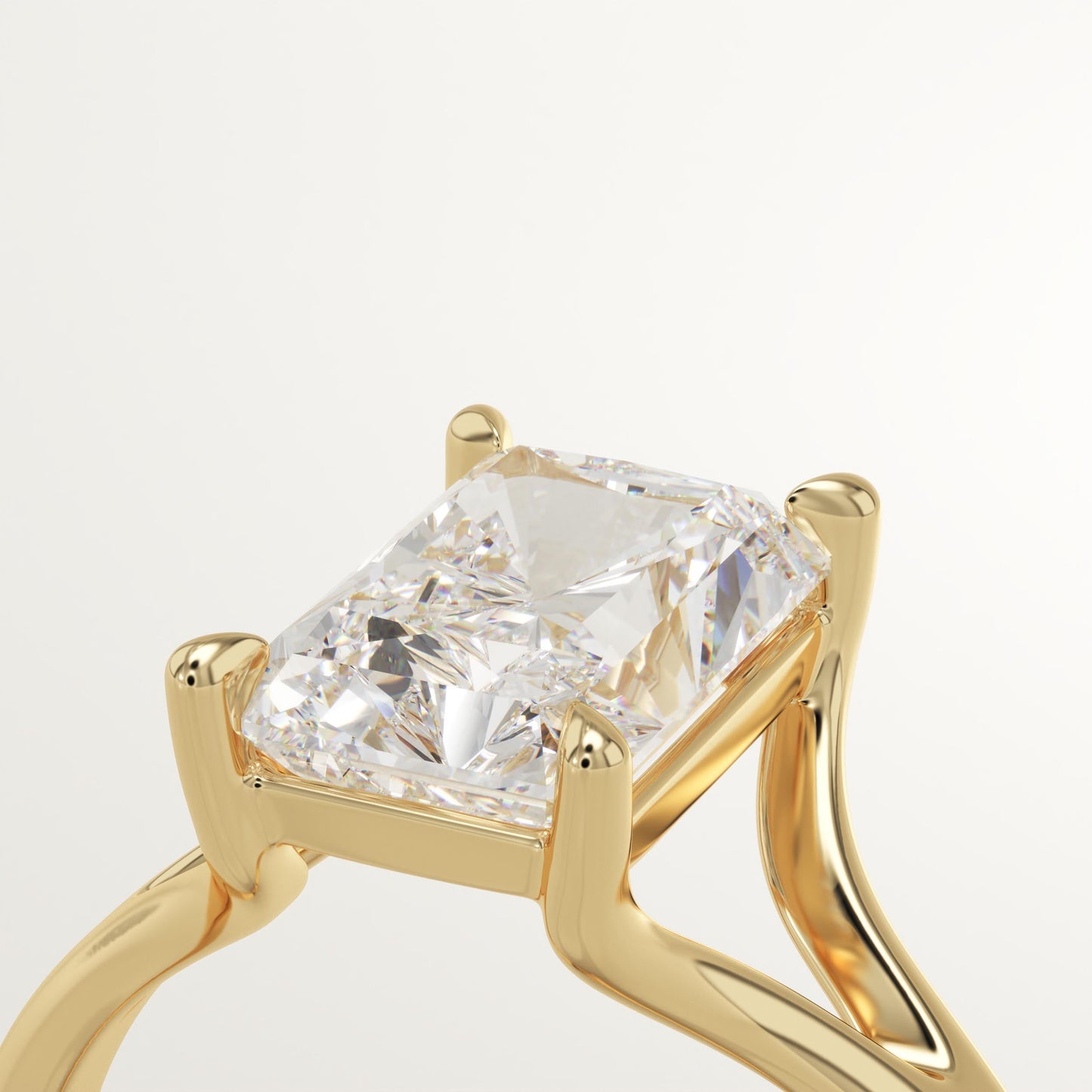 Radiant Cut Solitaire Split Shank Lab-Grown Diamond Engagement Ring