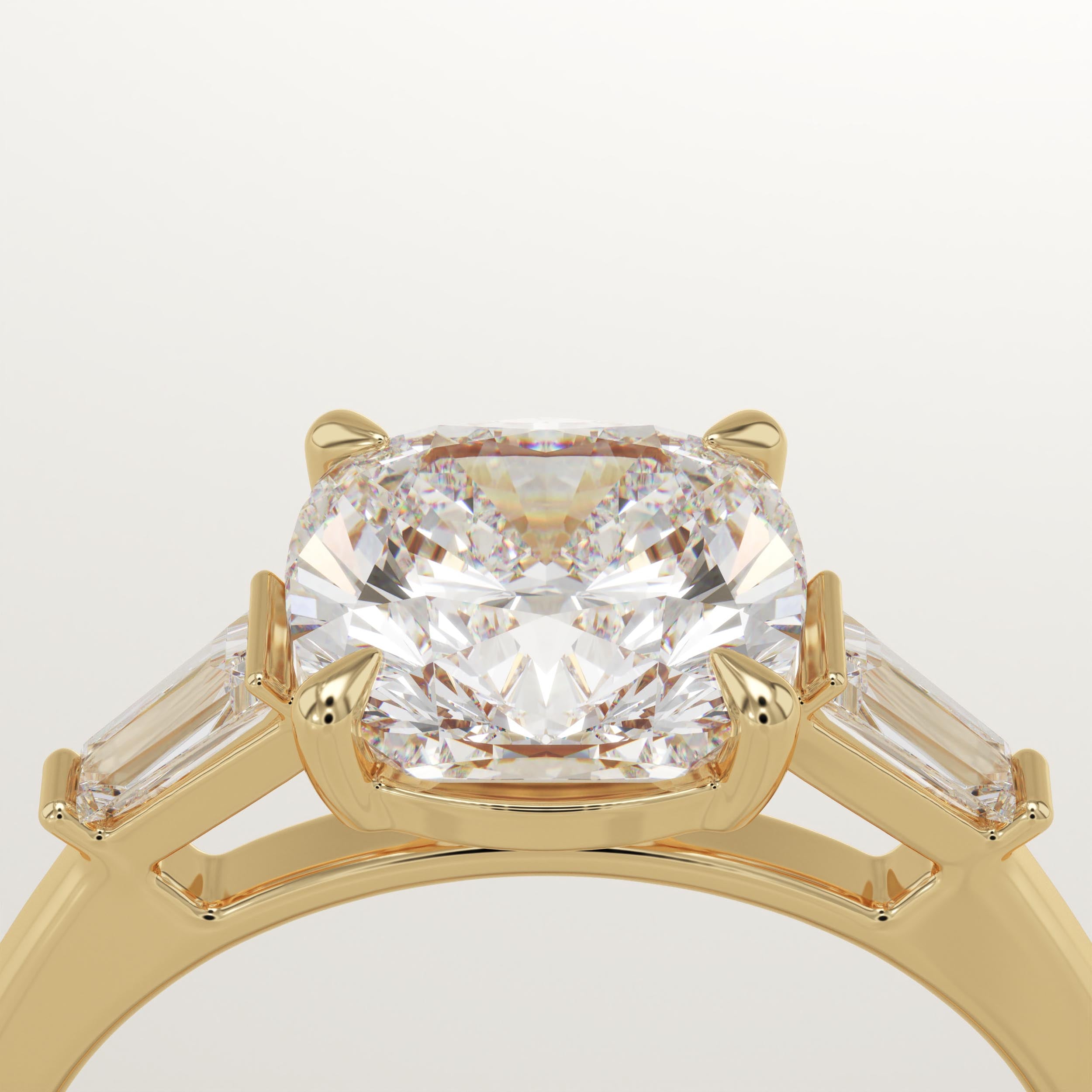2.0 CT Cushion Cut Three Stone Lab-Grown Diamond Engagement Ring
