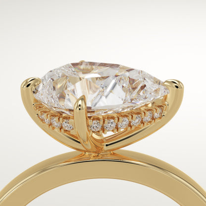 East West Pear Cut Hidden Halo Lab-Grown Diamond Engagement Ring