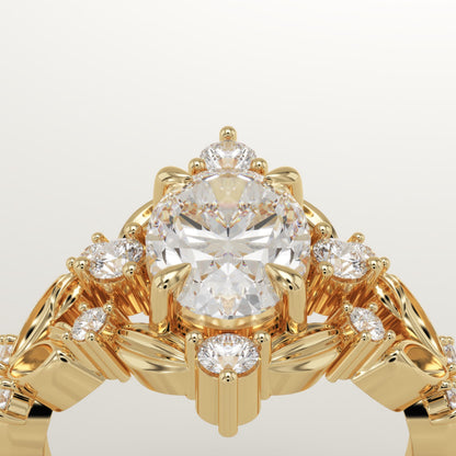 Oval Cut Nature Inspired Lab-Grown Diamond Engagement Ring
