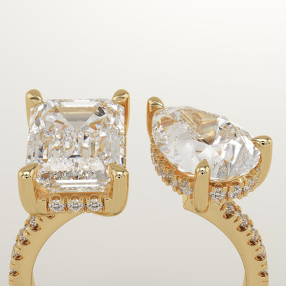 5 TCW Emerald & Pear Cut Toi Et Moi Lab-Grown Diamond Engagement Ring