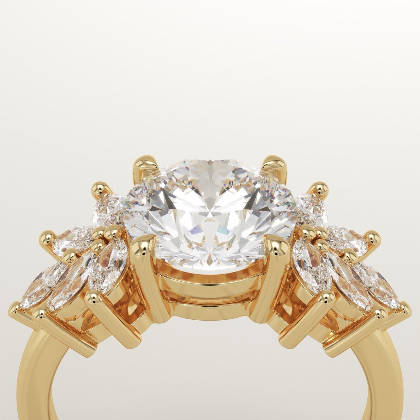 Round Cut Cluster Lab-Grown Diamond Engagement Ring