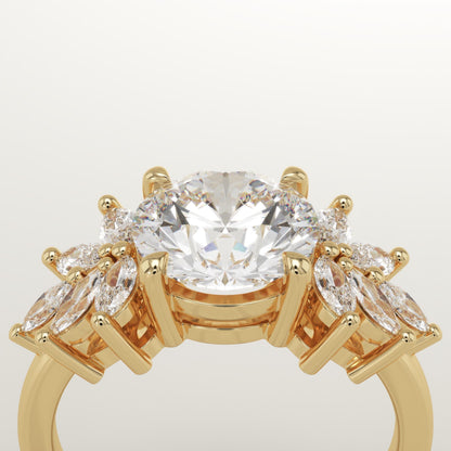Round Cut Cluster Lab-Grown Diamond Engagement Ring