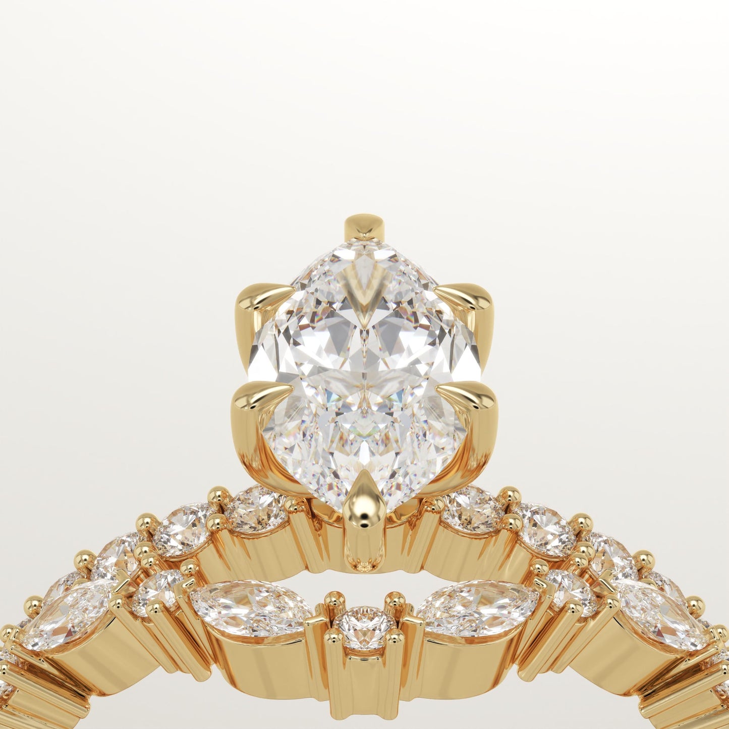 Marquise Cut Pave Lab-Grown Diamond Bridal Set