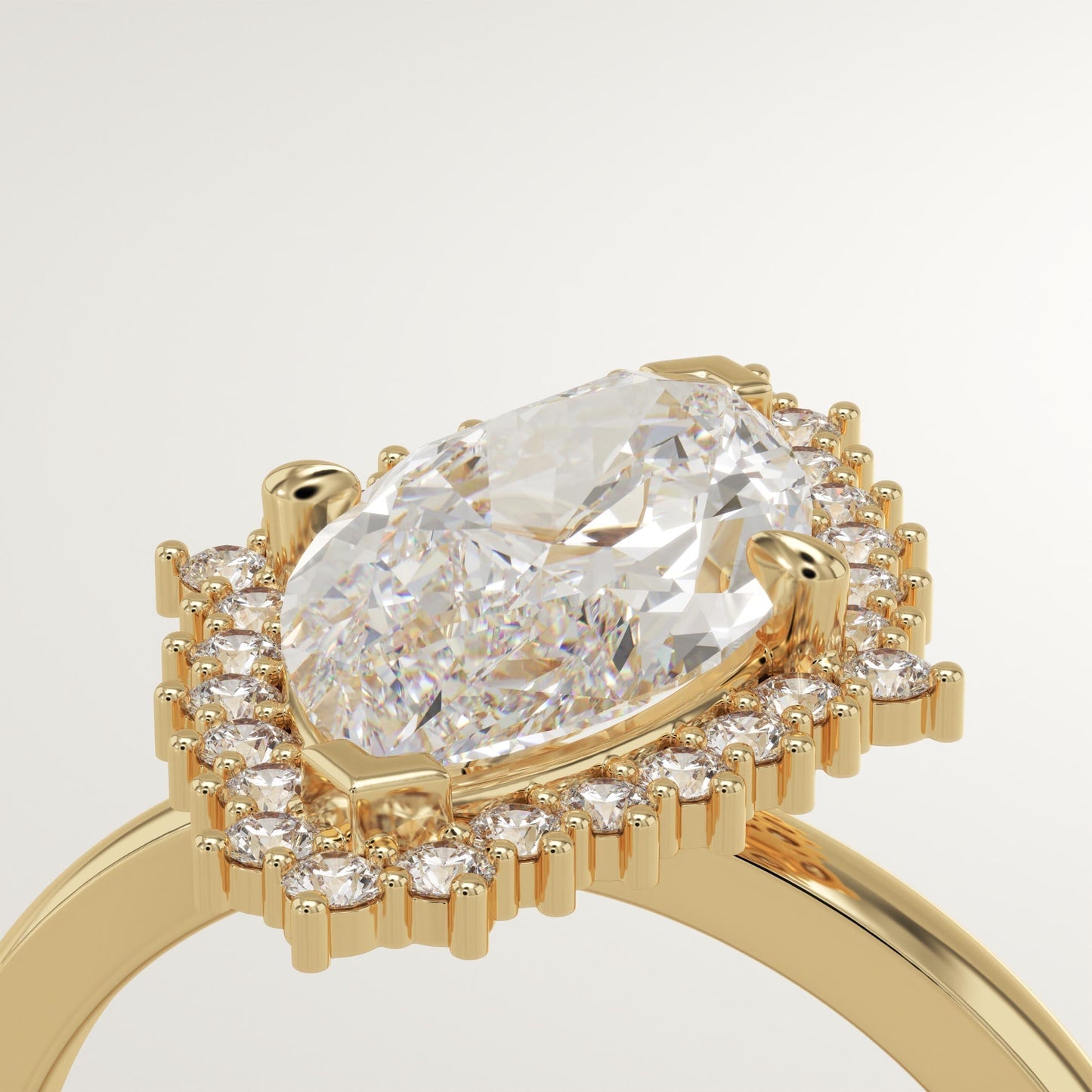 Marquise Cut Halo Lab-Grown Diamond Engagement Ring