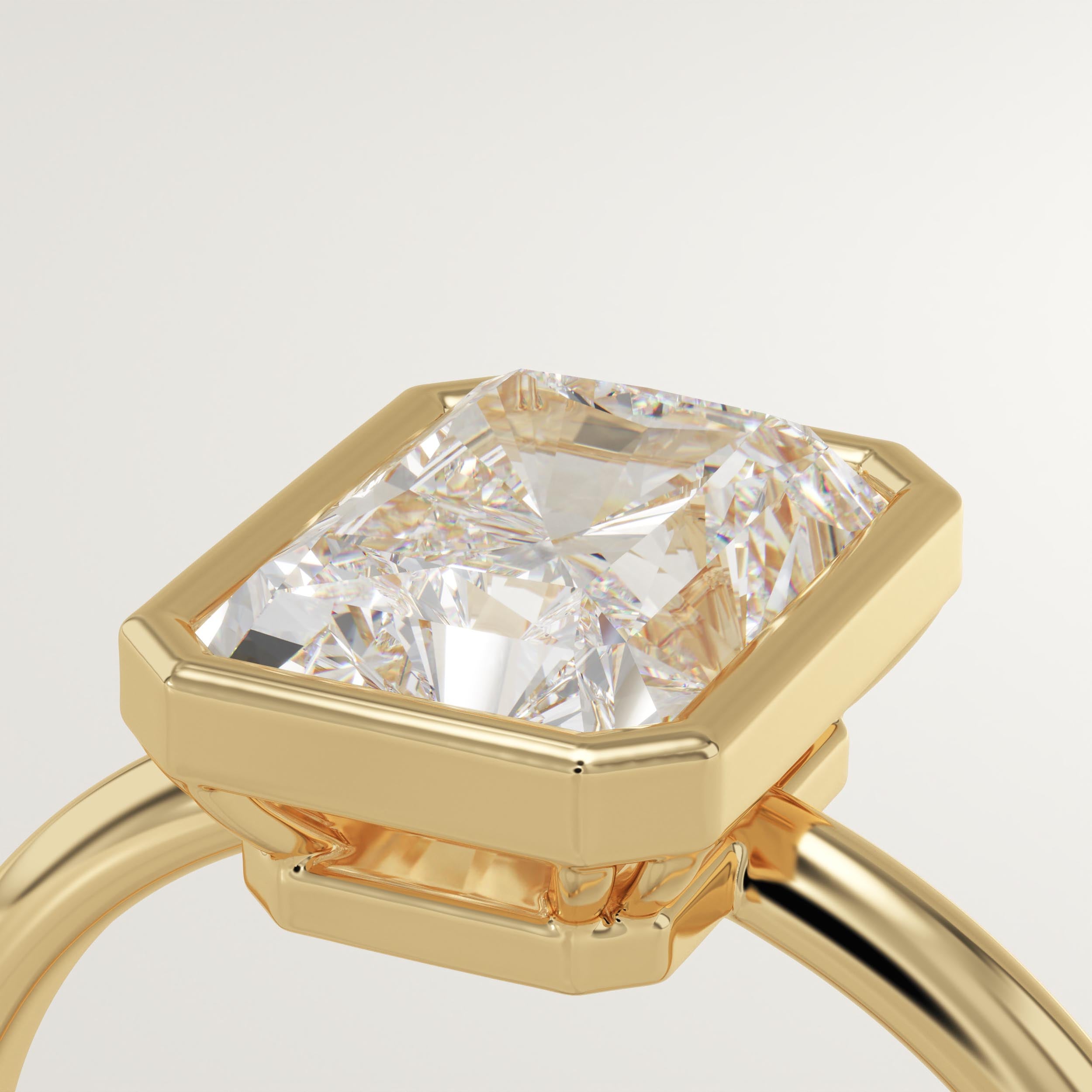 2.0 CT Radiant Cut Bezel Lab-Grown Diamond Engagement Ring