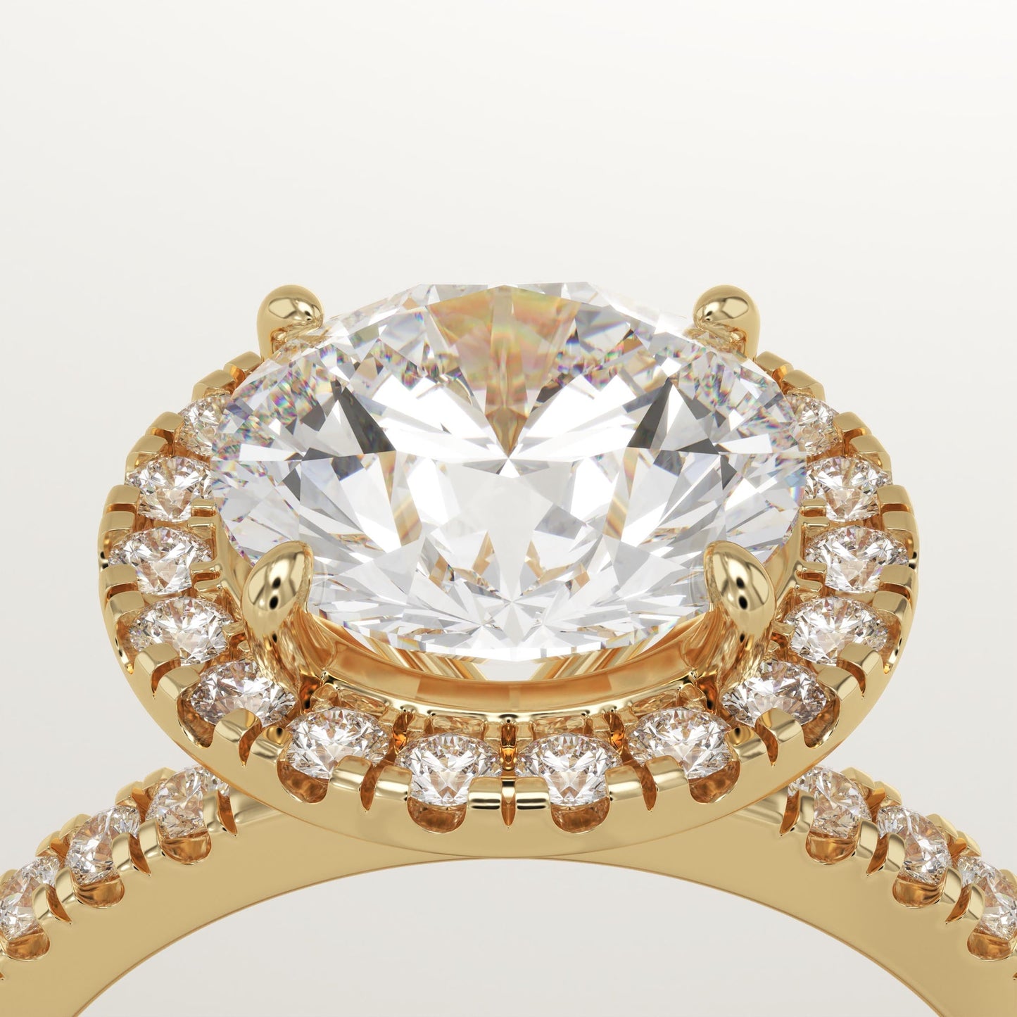 Round Cut Halo & Pave Lab-Grown Diamond Engagement Ring