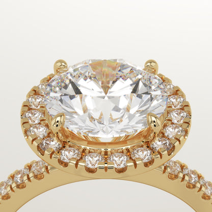 Round Cut Halo & Pave Lab-Grown Diamond Engagement Ring