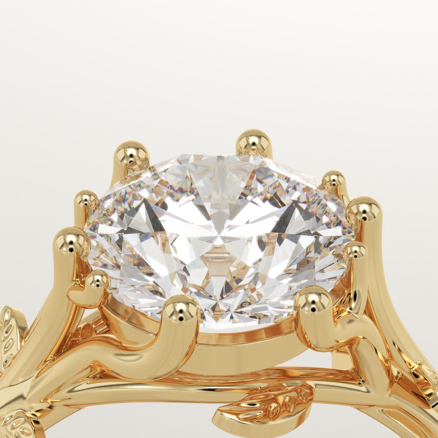 Round Cut Nature Inspired Lab-Grown Diamond Engagement Ring