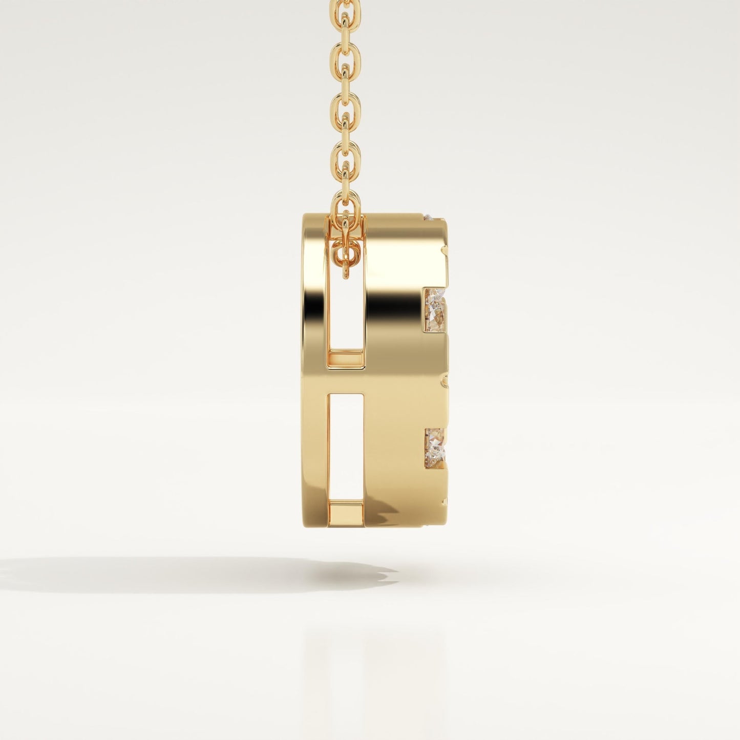 0.54 TCW Round Lab-Grown Diamond Oval Charm Necklace