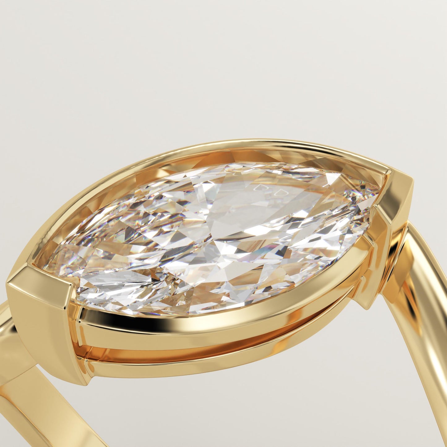 Marquise Cut Half Bezel Waved Lab-Grown Diamond Engagement Ring