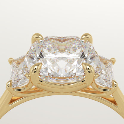 Cushion Cut Three Stone Lab-Grown Diamond Engagement Ring