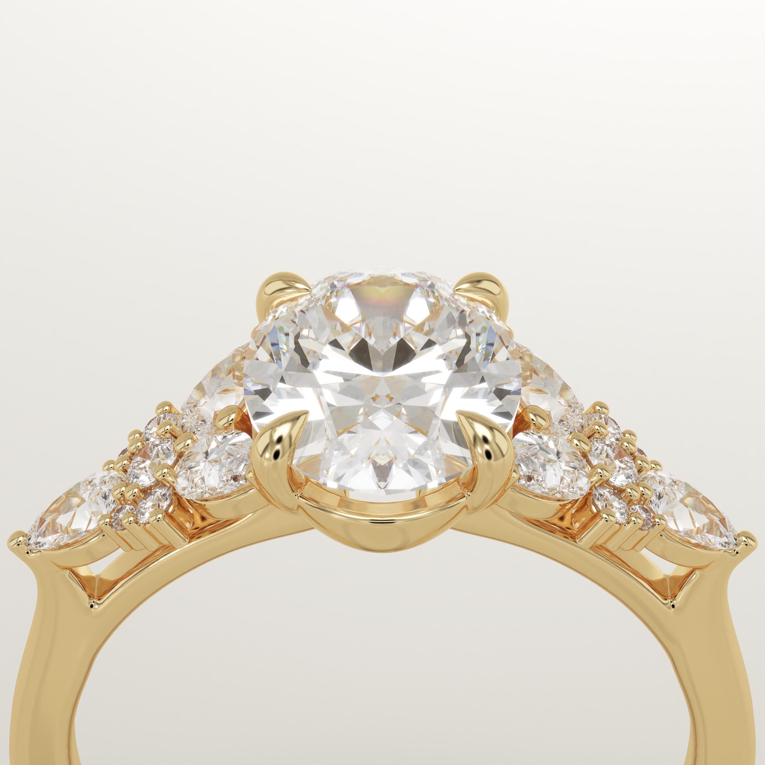 2.0 CT Oval Cut Cluster Lab-Grown Diamond Engagement Ring