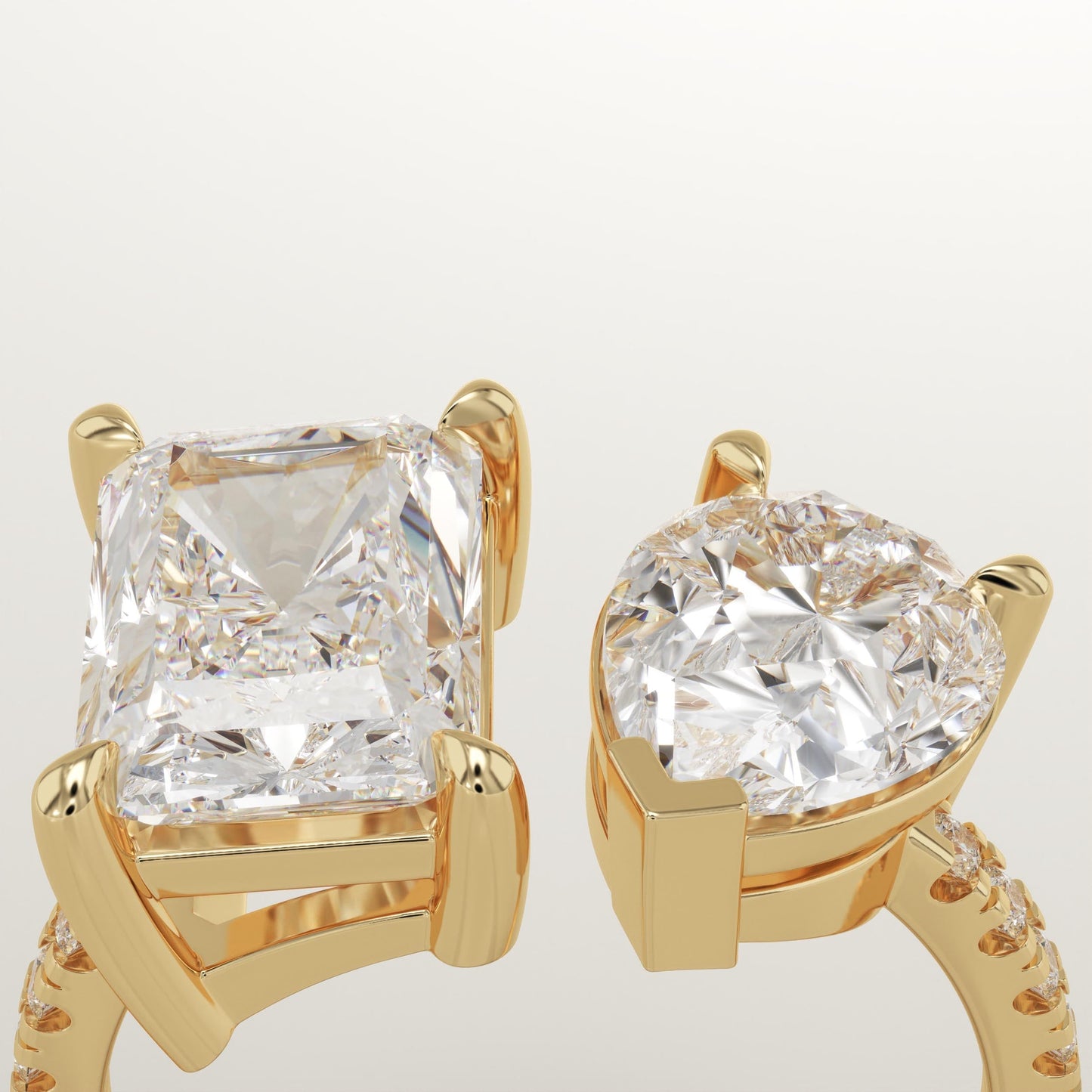 4.75 TCW Pear & Radiant Cut Toi Et Moi Pave Lab-Grown Diamond Engagement Ring