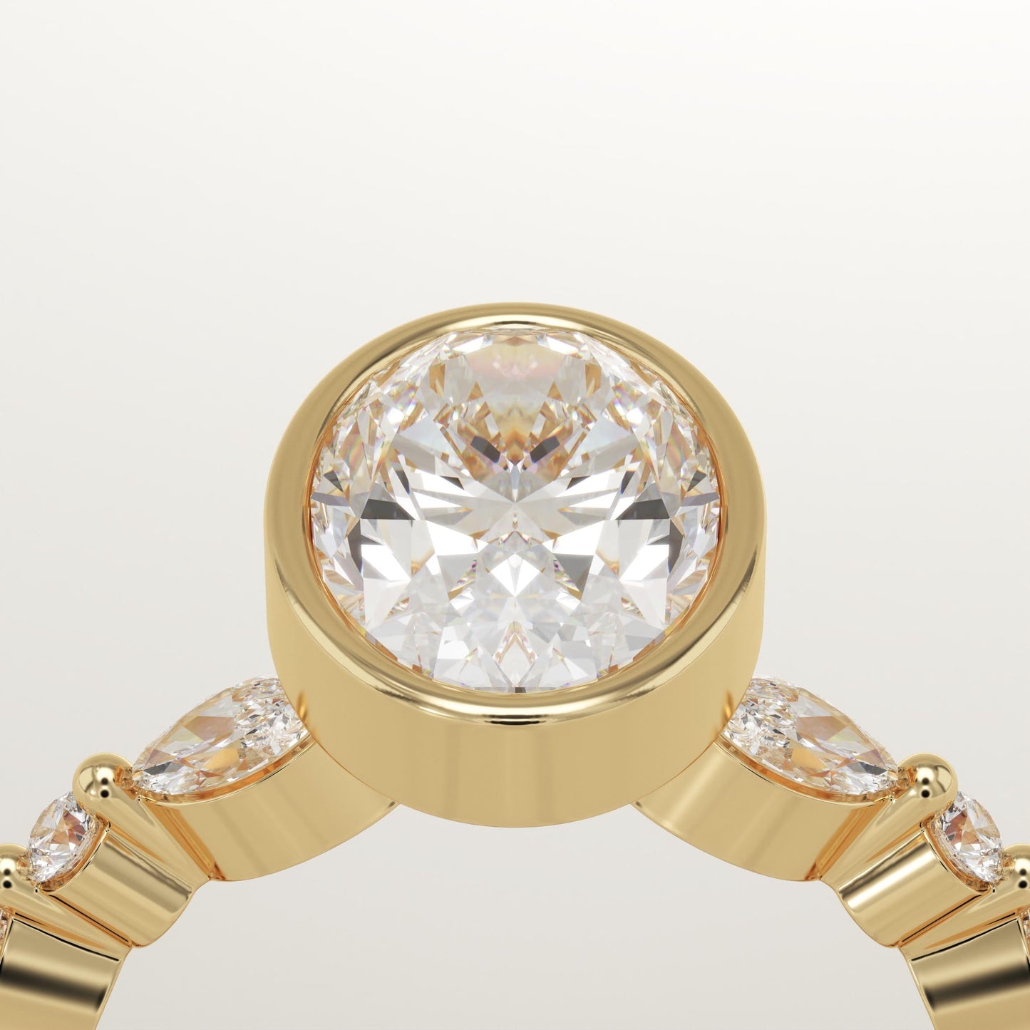 Oval Cut Bezel & Pave Lab-Grown Diamond Engagement Ring