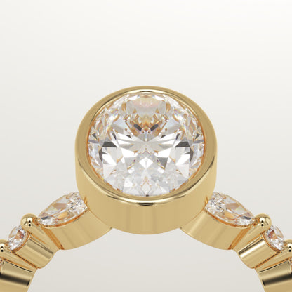 Oval Cut Bezel & Pave Lab-Grown Diamond Engagement Ring