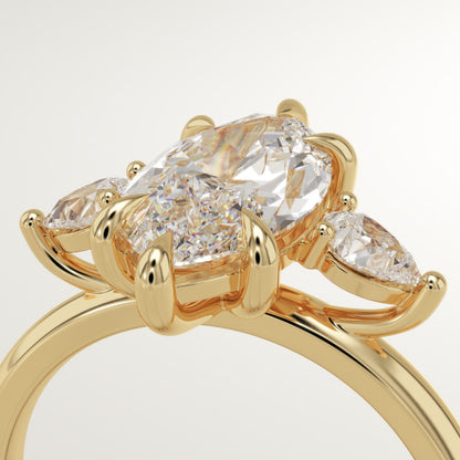 Marquise Cut Three Stone Lab-Grown Diamond Engagement Ring
