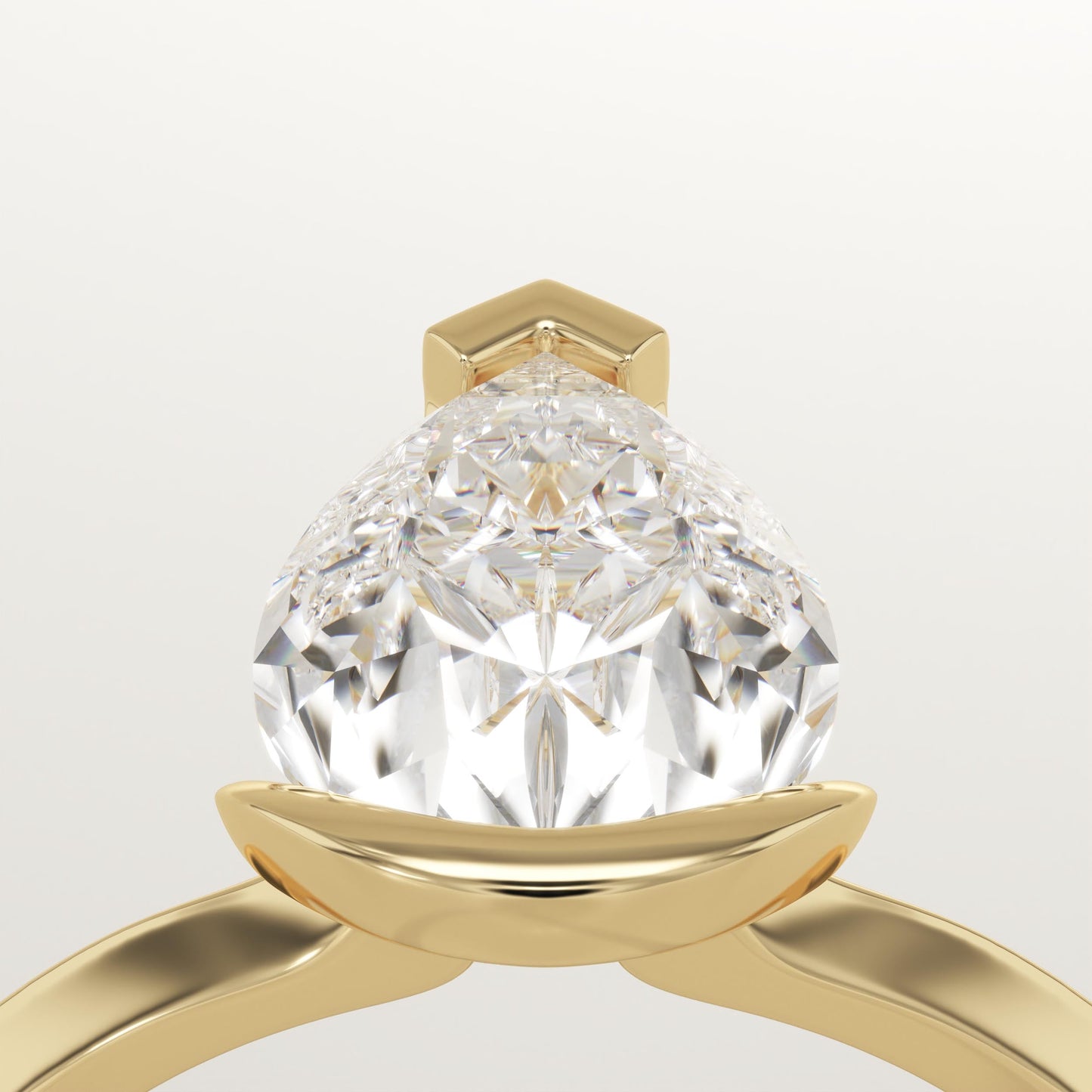 Pear Cut Half Bezel Lab-Grown Diamond Engagement Ring
