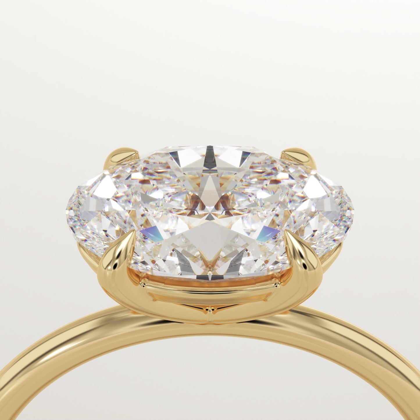 East West Oval Cut Solitaire Lab-Grown Diamond Engagement Ring