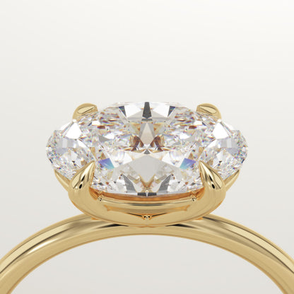 East West Oval Cut Solitaire Lab-Grown Diamond Engagement Ring