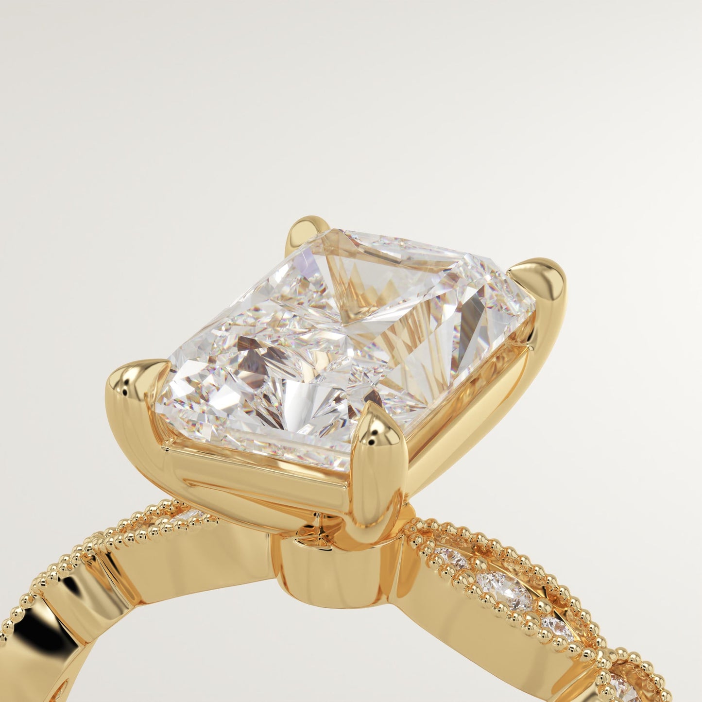 Radiant Cut Milgrain Pave Lab-Grown Diamond Engagement Ring