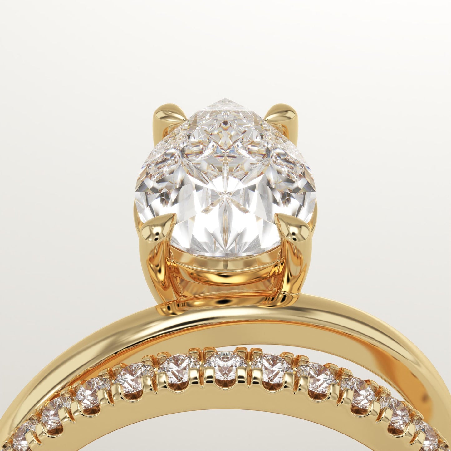 Pear Cut Pave Lab-Grown Diamond Engagement Ring