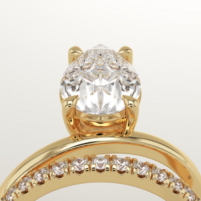 Pear Cut Pave Lab-Grown Diamond Engagement Ring